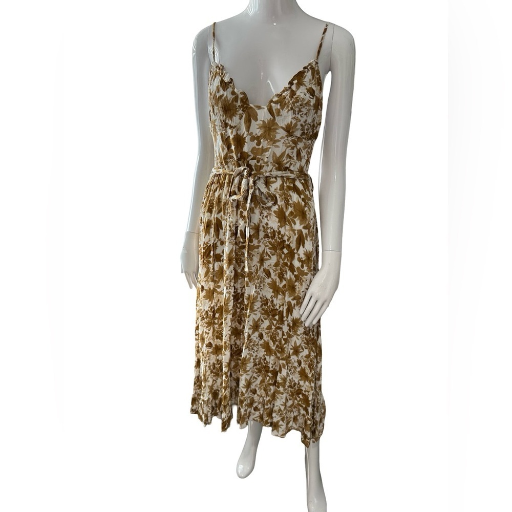 Embellished Gold and Floral Sleeveless Midi Sundress